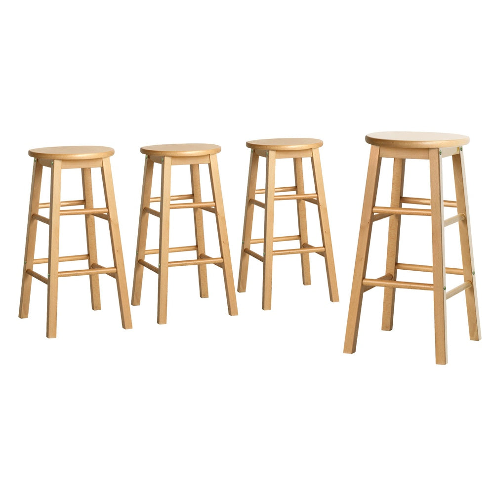Artiss 4x Bar Stools Round Chairs Wooden Nature - Furniture > Bar Stools & Chairs > Table & Bar Stools