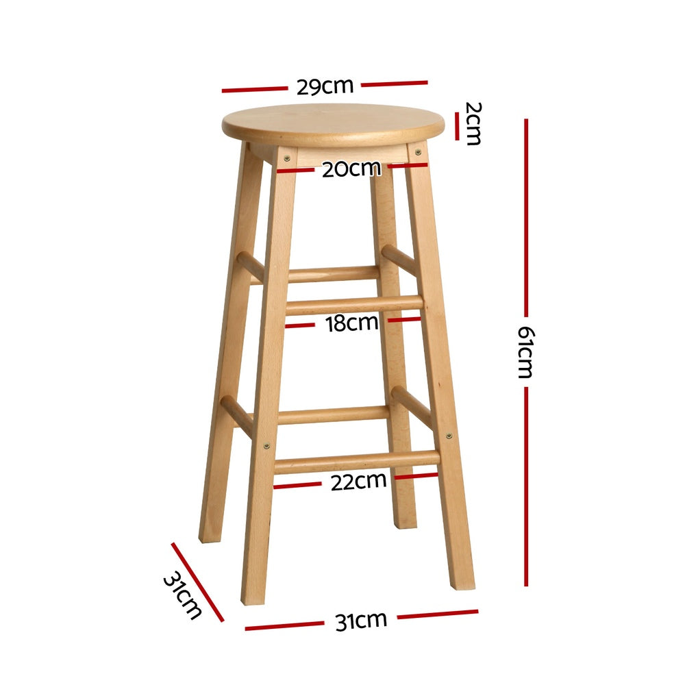 Artiss 4x Bar Stools Round Chairs Wooden Nature - Furniture > Bar Stools & Chairs > Table & Bar Stools
