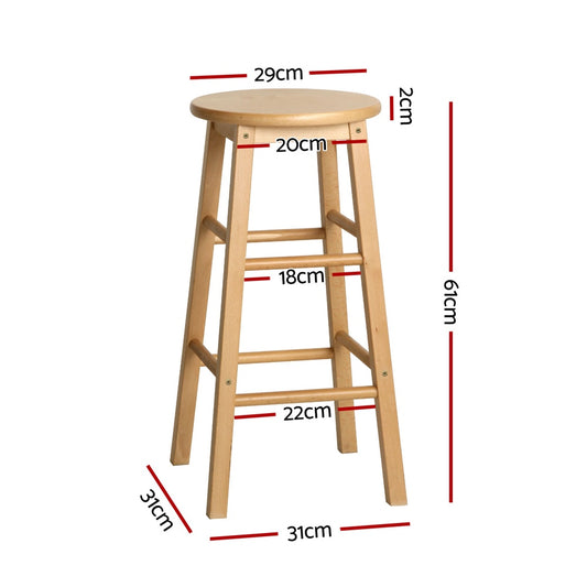 Artiss 4x Bar Stools Round Chairs Wooden Nature Furniture > Bar Stools & Chairs > Table & Bar Stools