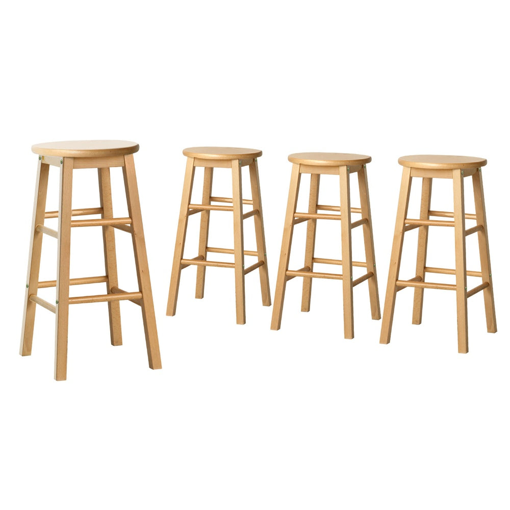 Artiss 4x Bar Stools Round Chairs Wooden Nature - Furniture > Bar Stools & Chairs > Table & Bar Stools