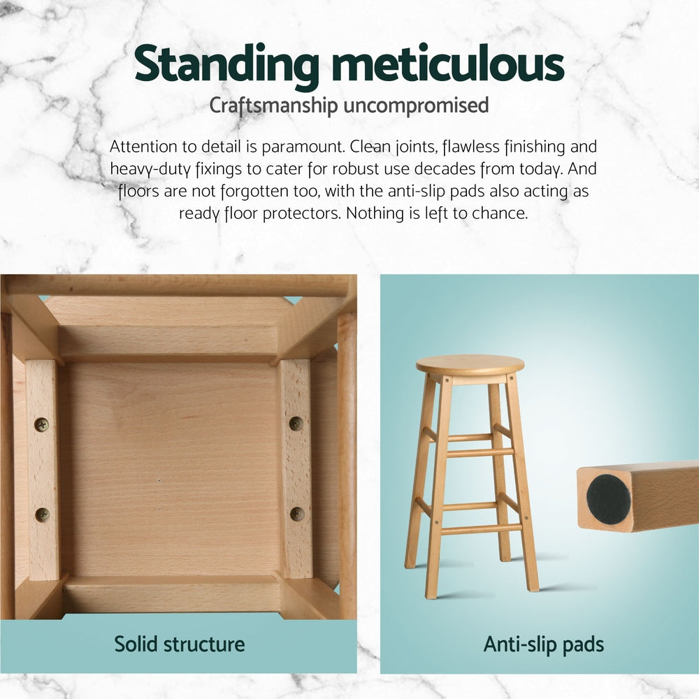 Artiss 4x Bar Stools Round Chairs Wooden Nature - Furniture > Bar Stools & Chairs > Table & Bar Stools
