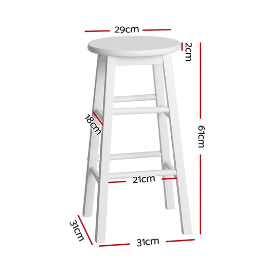 Artiss 2x Bar Stools Round Chairs Wooden White Furniture > Bar Stools & Chairs > Table & Bar Stools