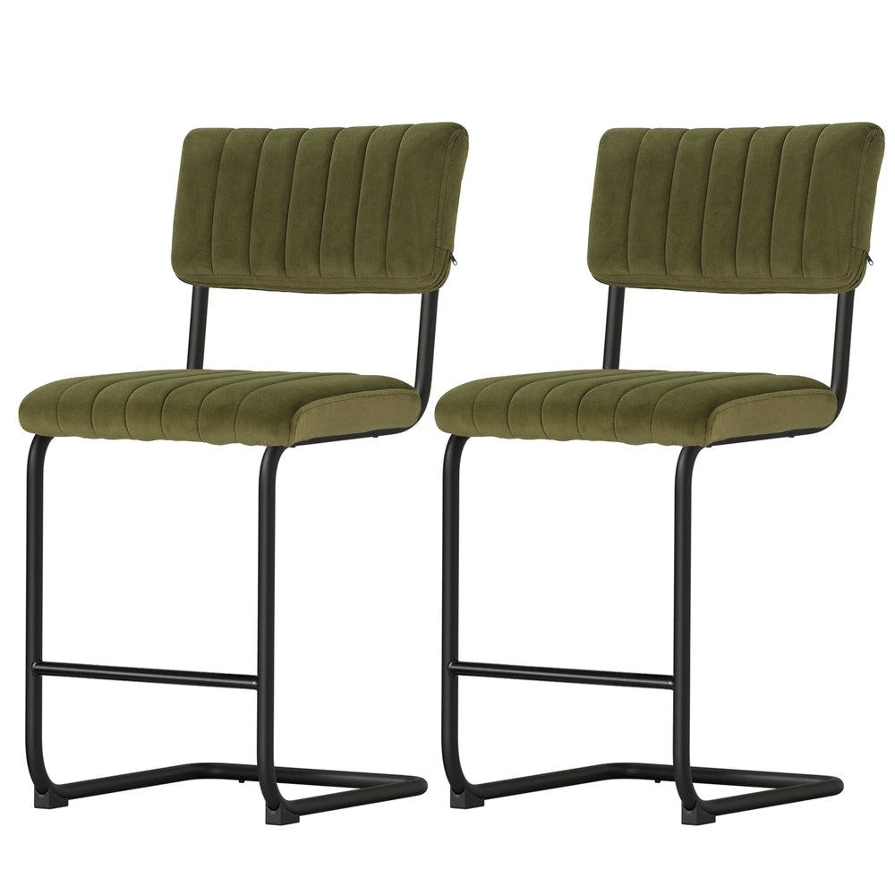 Artiss 2x Bar Stools Velvet Chairs Green Furniture > Bar Stools & Chairs > Table & Bar Stools