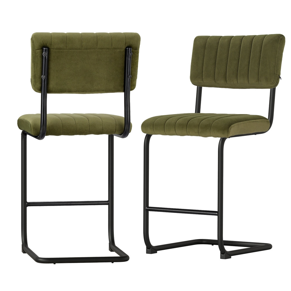 Artiss 2x Bar Stools Velvet Chairs Green Furniture > Bar Stools & Chairs > Table & Bar Stools