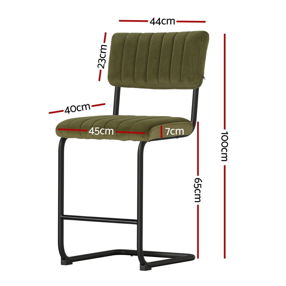 Artiss 4x Bar Stools Velvet Chairs Green - Furniture > Bar Stools & Chairs > Table & Bar Stools