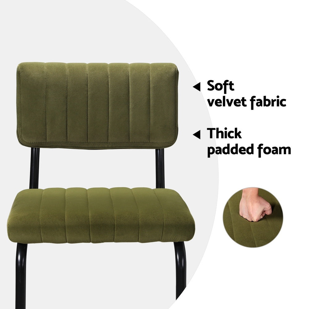 Artiss 4x Bar Stools Velvet Chairs Green - Furniture > Bar Stools & Chairs > Table & Bar Stools