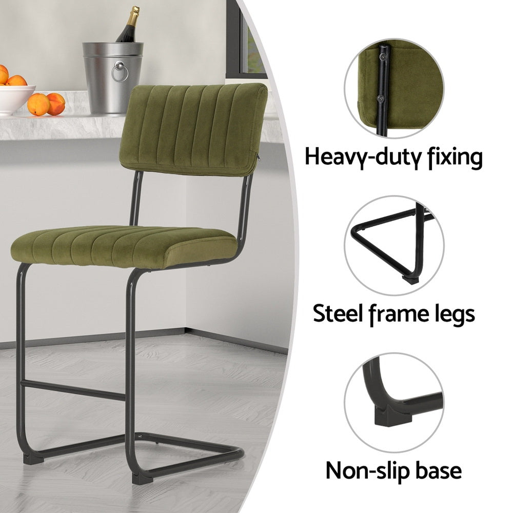 Artiss 4x Bar Stools Velvet Chairs Green - Furniture > Bar Stools & Chairs > Table & Bar Stools
