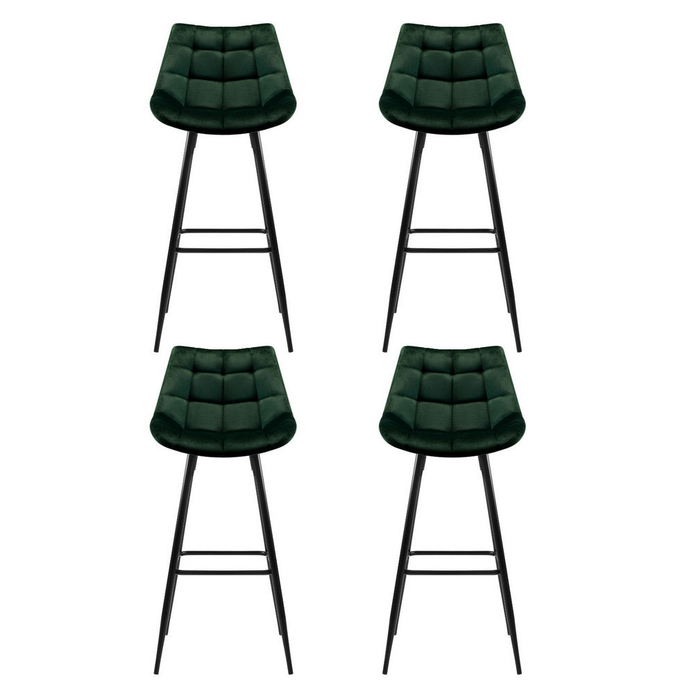 Artiss 4x Bar Stools Velvet Chairs Green Furniture > Bar Stools & Chairs > Table & Bar Stools