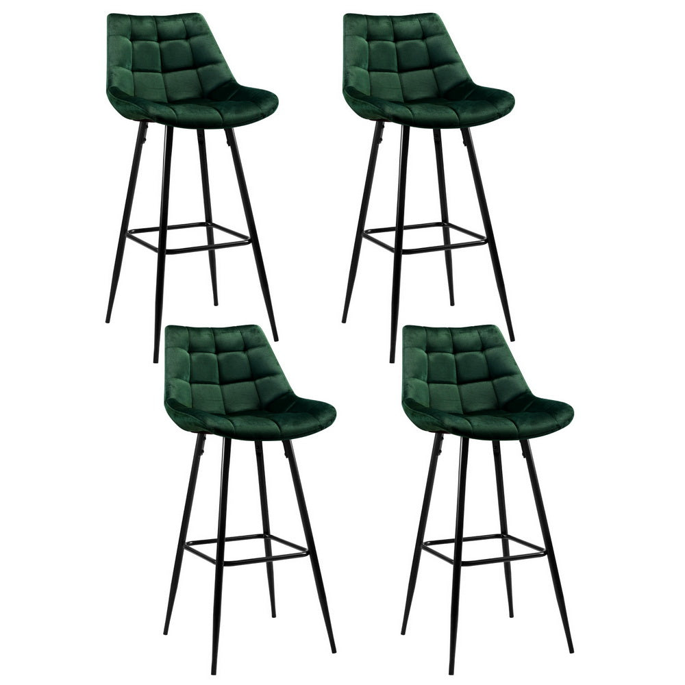 Artiss 4x Bar Stools Velvet Chairs Green Furniture > Bar Stools & Chairs > Table & Bar Stools
