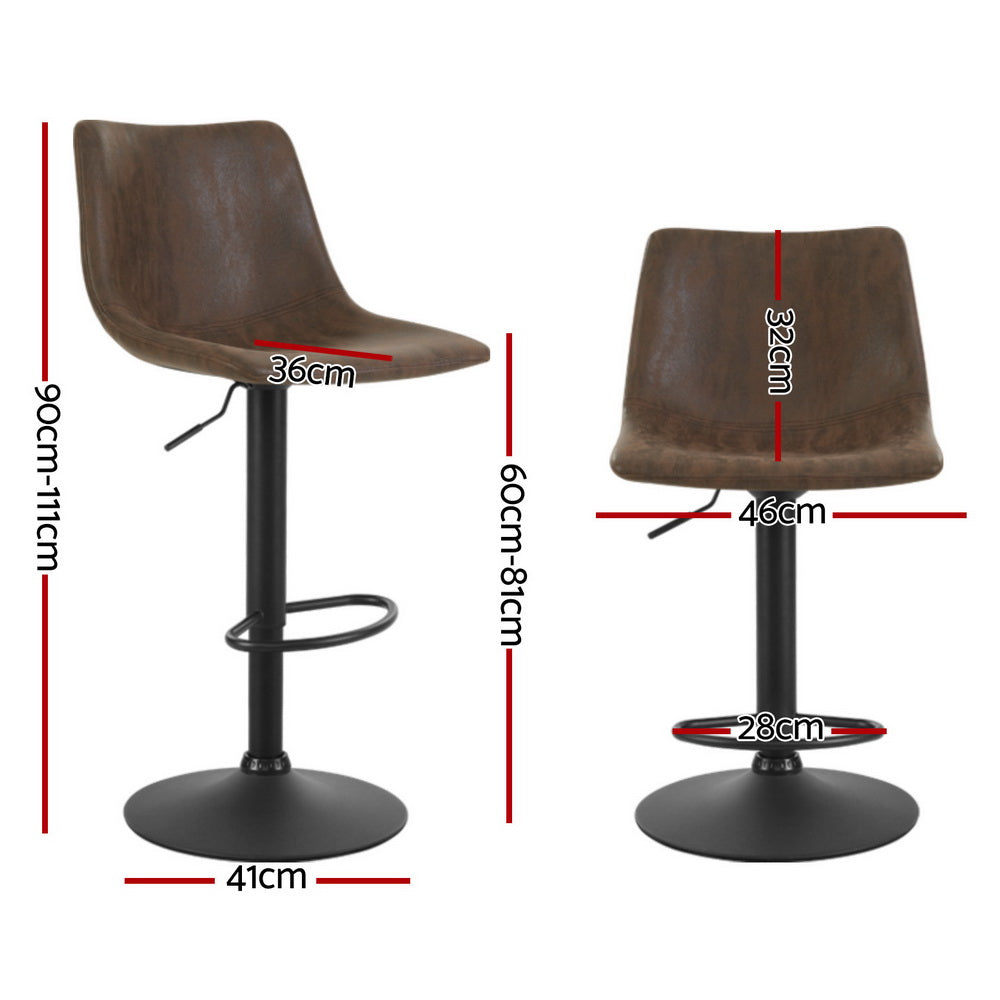 Artiss 4x Bar Stools Vintage Leather Swivel Gas Lift Brown Furniture > Bar Stools & Chairs > Table & Bar Stools