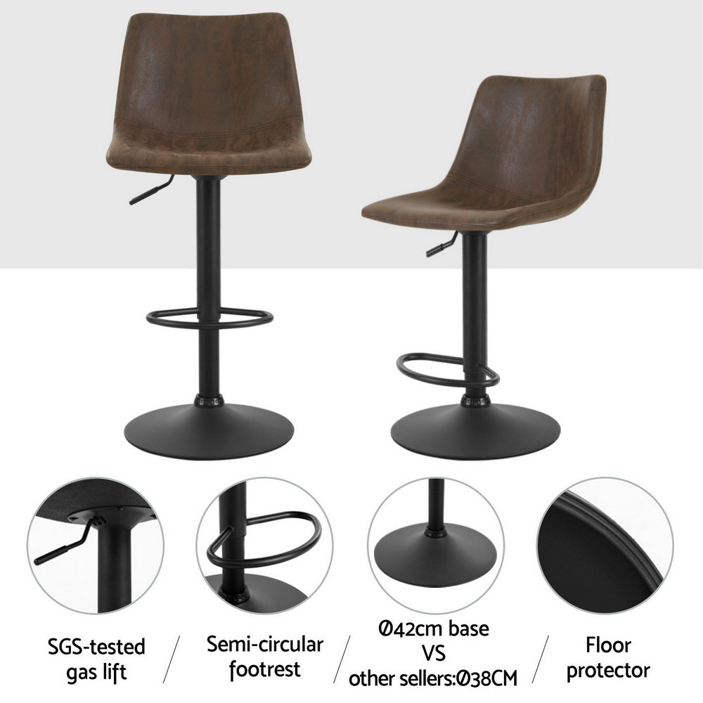 Artiss 4x Bar Stools Vintage Leather Swivel Gas Lift Brown Furniture > Bar Stools & Chairs > Table & Bar Stools