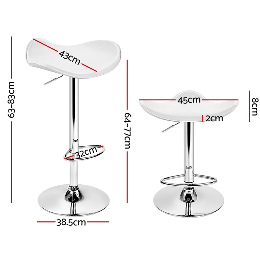 Artiss 4x Bar Stools Leather Gas Lift Chair White Furniture > Bar Stools & Chairs > Table & Bar Stools