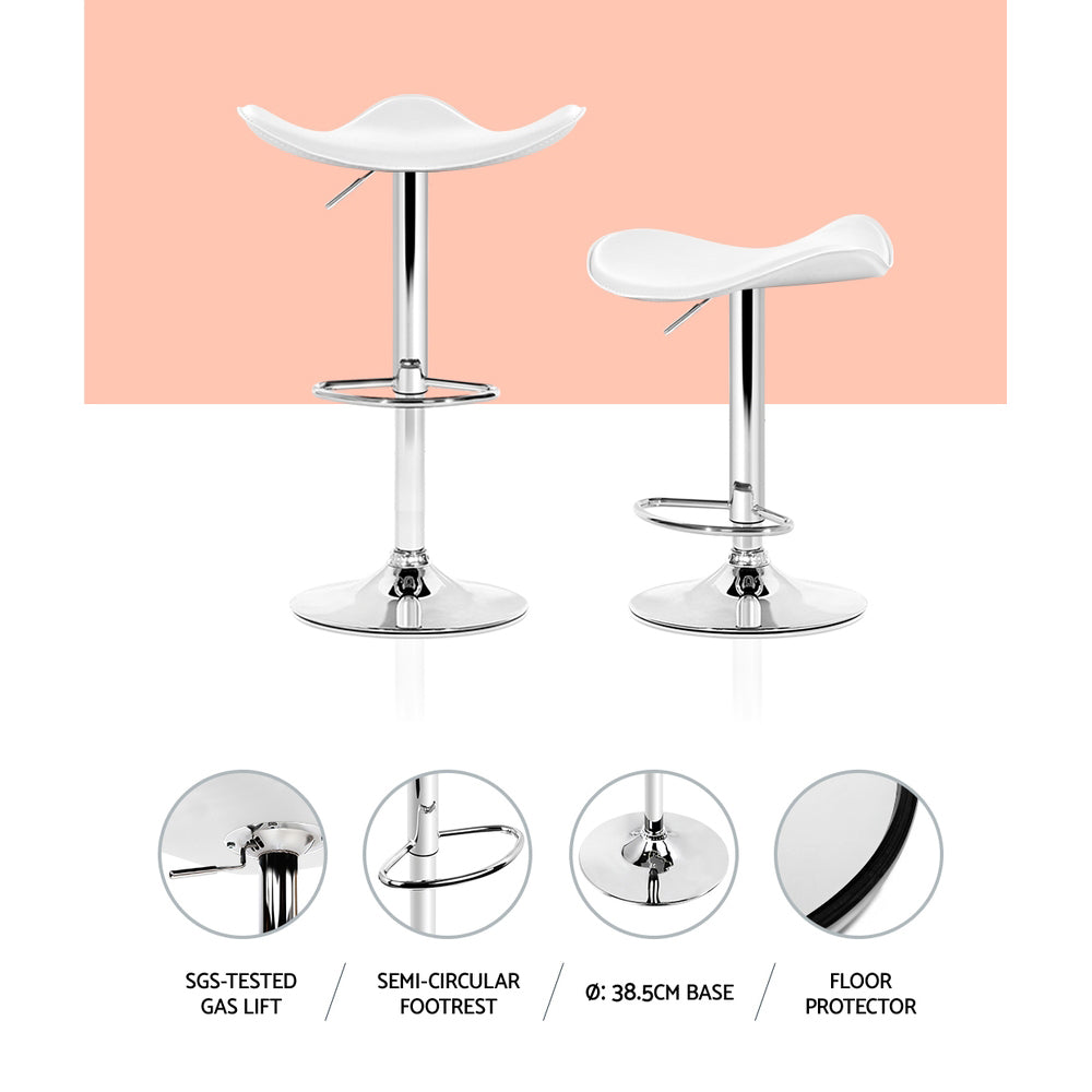 Artiss 4x Bar Stools Leather Gas Lift Chair White Furniture > Bar Stools & Chairs > Table & Bar Stools