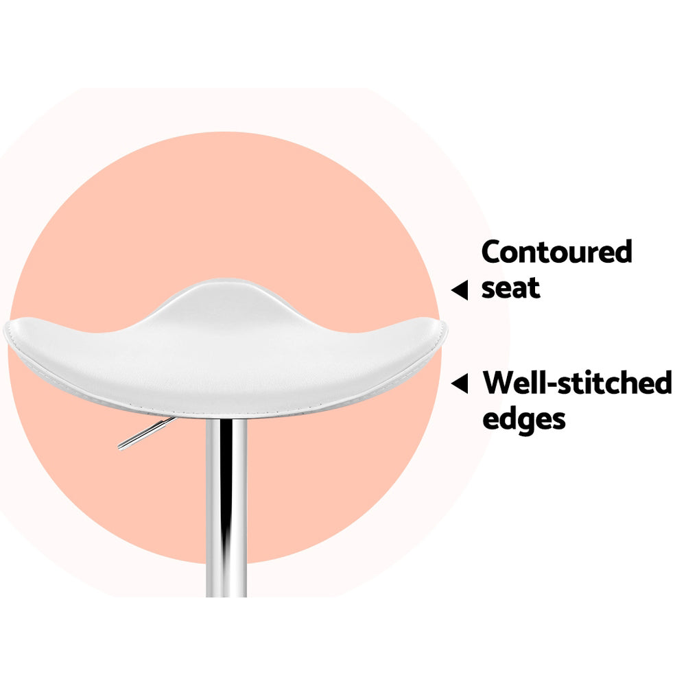 Artiss 4x Bar Stools Leather Gas Lift Chair White Furniture > Bar Stools & Chairs > Table & Bar Stools