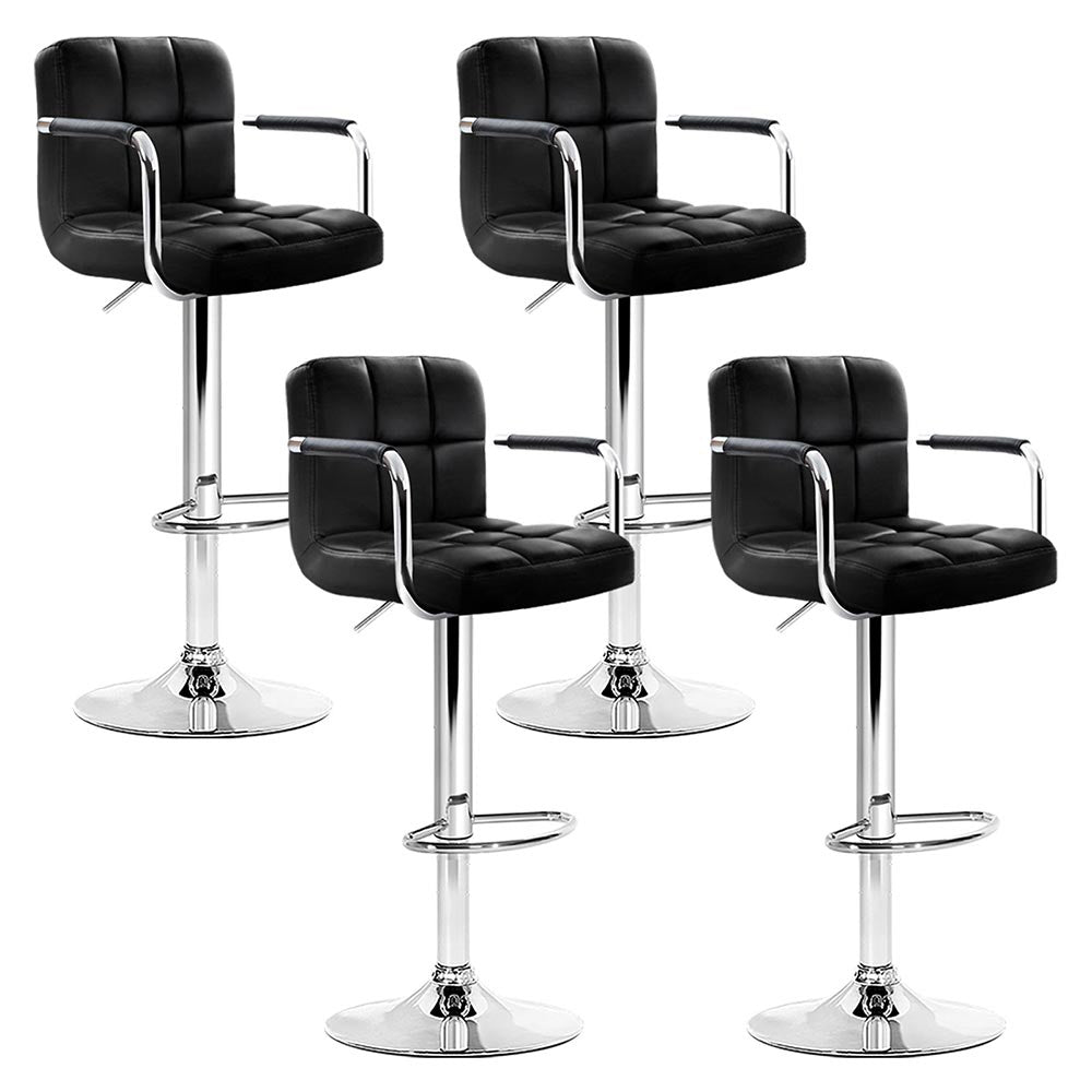 Artiss 4x Bar Stools Leather Gas Lift w/Armrest Black Furniture > Bar Stools & Chairs > Table & Bar Stools