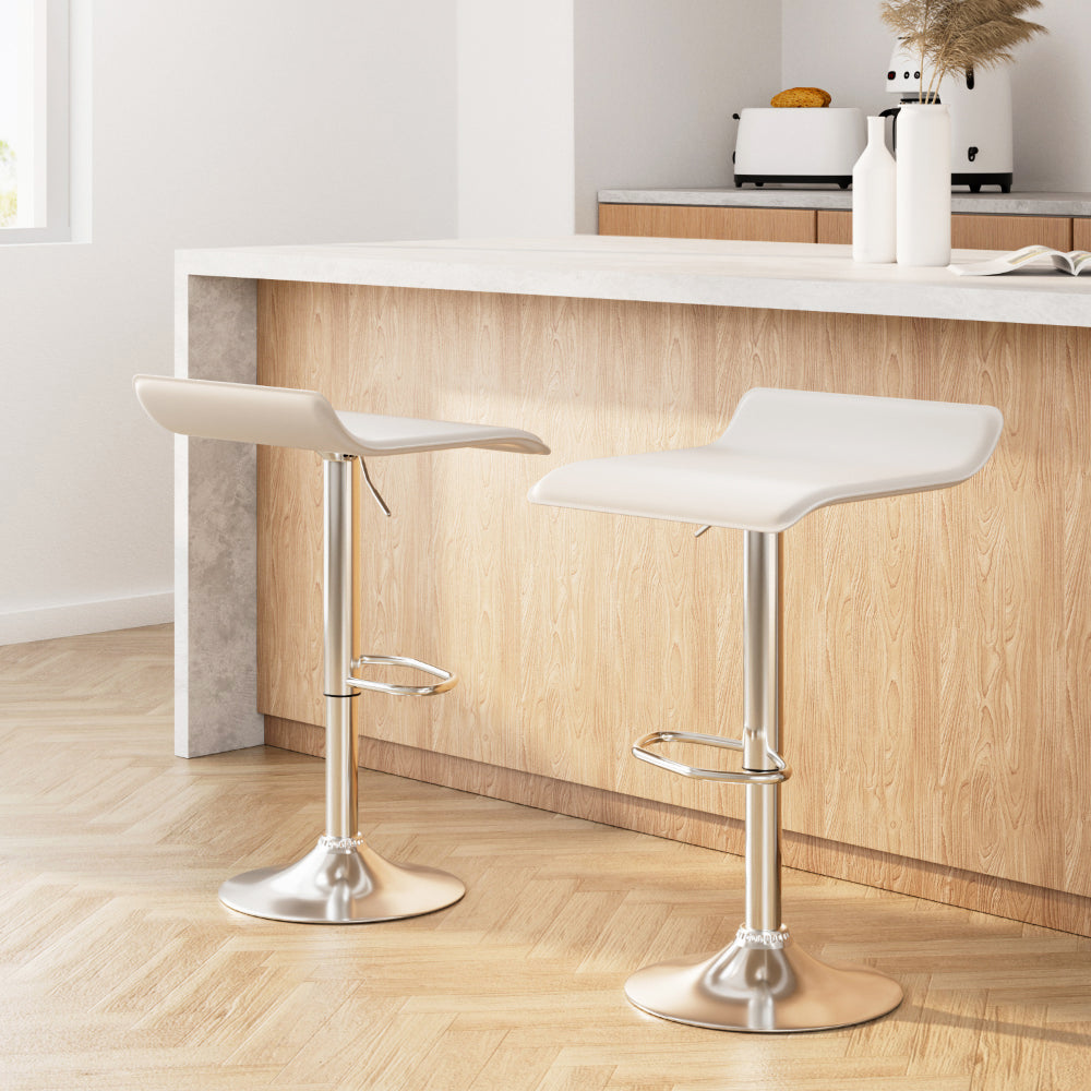 Artiss 2x Bar Stools Faux Leather Chair White - Furniture > Bar Stools & Chairs > Table & Bar Stools