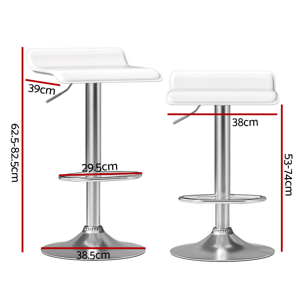 Artiss 2x Bar Stools Faux Leather Chair White - Furniture > Bar Stools & Chairs > Table & Bar Stools