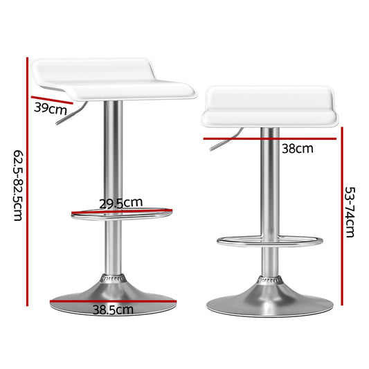 2x Bar Stools Faux Leather Chair White - Furniture > Bar Stools & Chairs > Table & Bar Stools