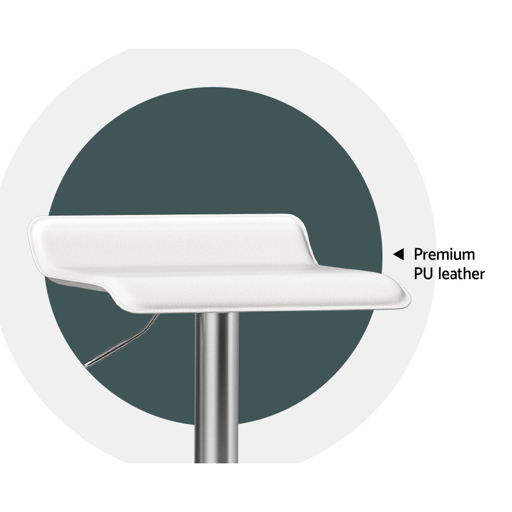 Artiss 2x Bar Stools Faux Leather Chair White - Furniture > Bar Stools & Chairs > Table & Bar Stools