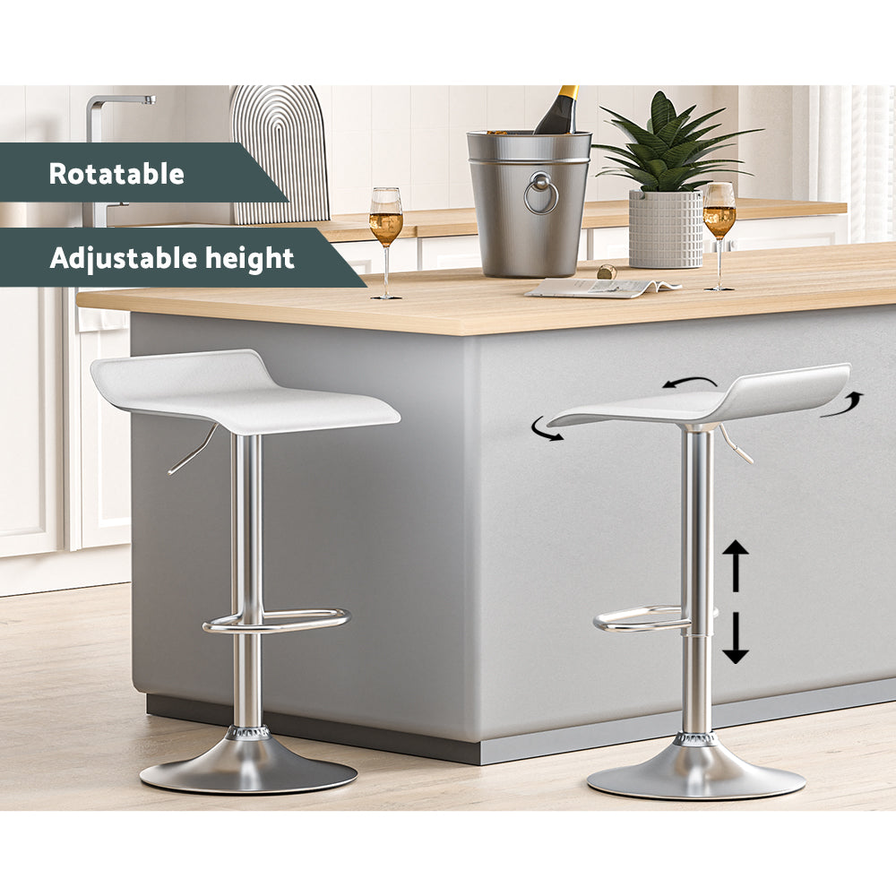 Artiss 2x Bar Stools Faux Leather Chair White - Furniture > Bar Stools & Chairs > Table & Bar Stools