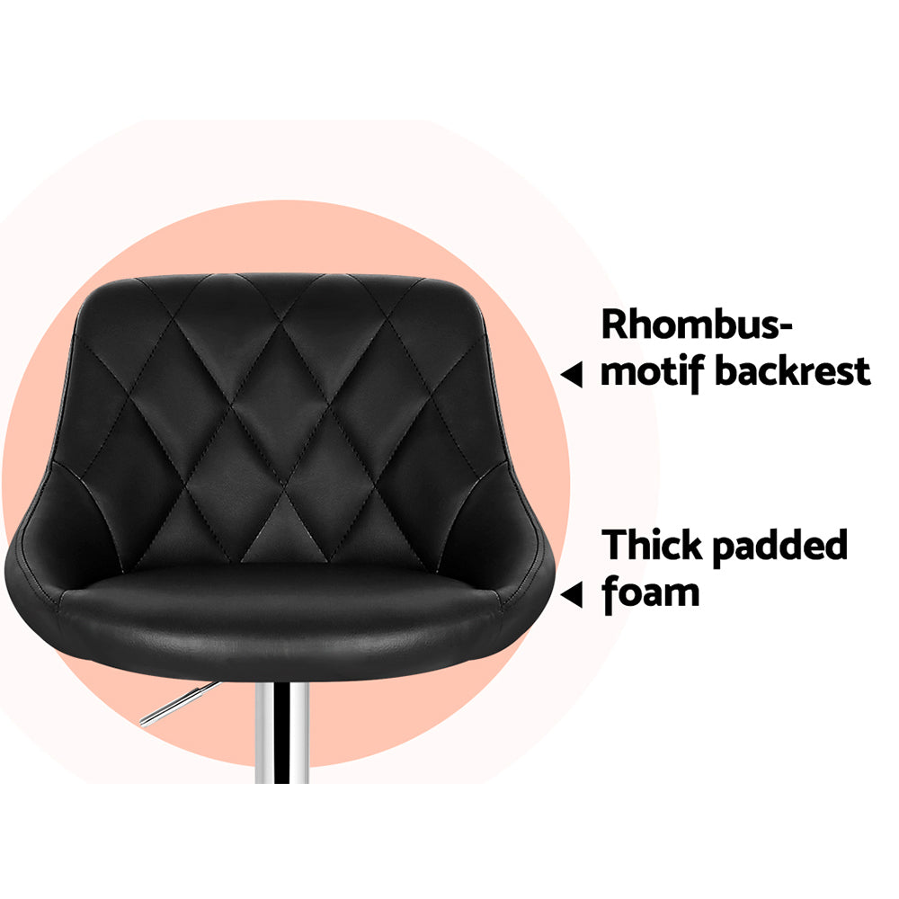 Artiss 4x Bar Stools Leather Padded Gas Lift Black - Furniture > Bar Stools & Chairs > Table & Bar Stools