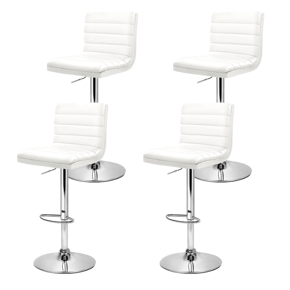 Artiss 4x Bar Stools Padded Leather Gas Lift White - Furniture > Bar Stools & Chairs > Table & Bar Stools