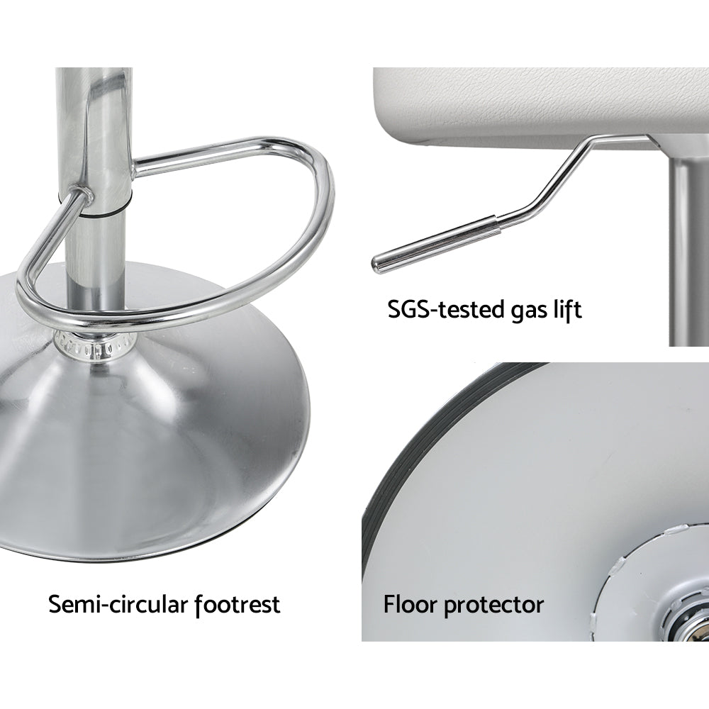Artiss 4x Bar Stools PU Leather Gas Lift White - Furniture > Bar Stools & Chairs > Table & Bar Stools