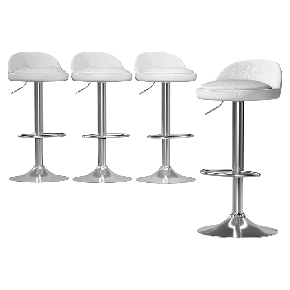 Artiss 4x Bar Stools PU Leather Gas Lift White - Furniture > Bar Stools & Chairs > Table & Bar Stools