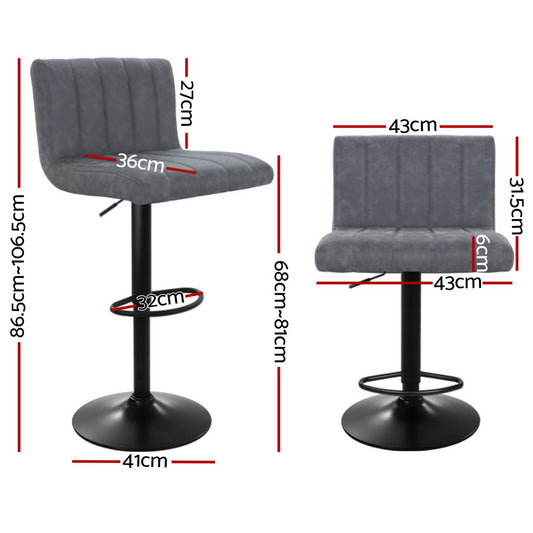 Artiss 4x Bar Stools Vintage Leather Gas Lift Grey Furniture > Bar Stools & Chairs > Massage Chairs