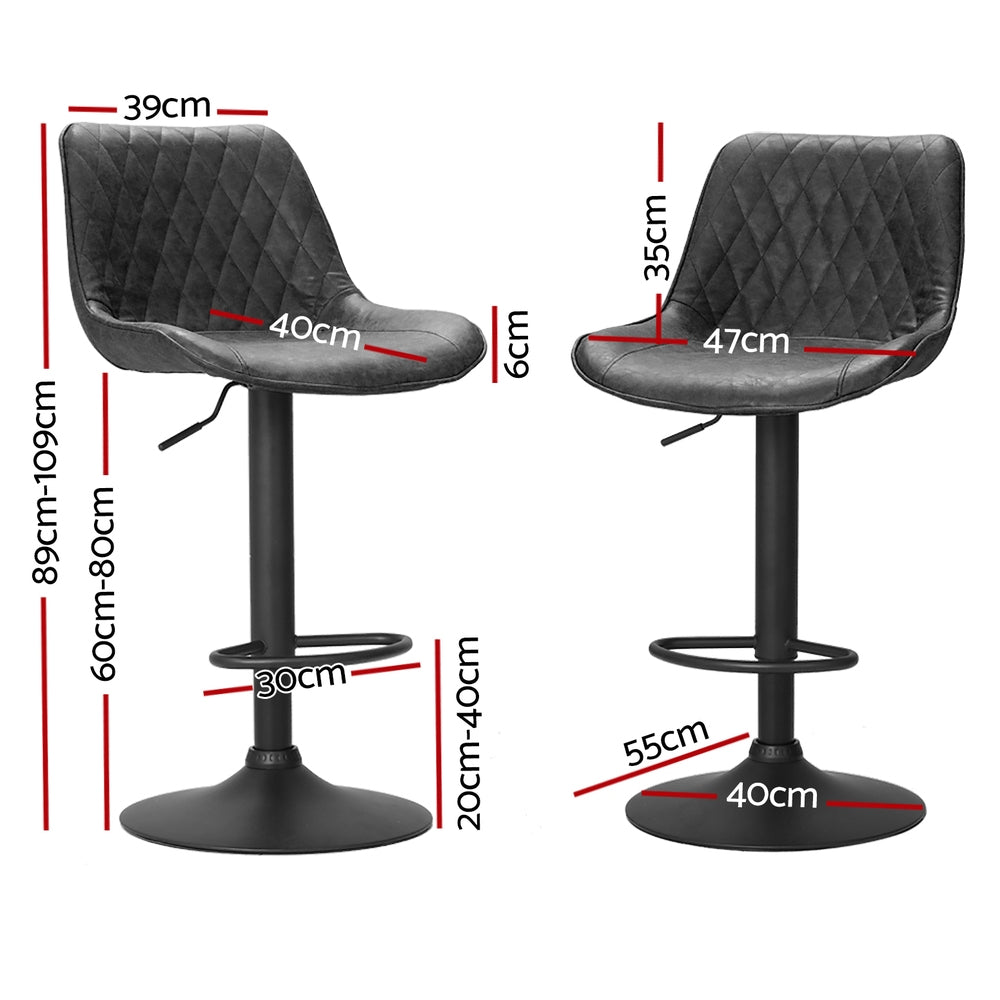 Artiss 4x Bar Stools Gas Lift Vintage Leather Black - Furniture > Bar Stools & Chairs > Massage Chairs