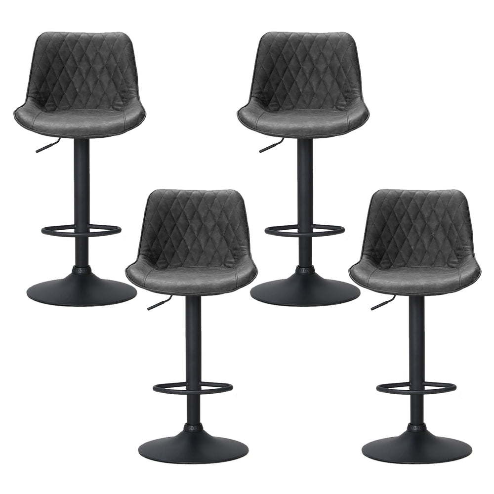 Artiss 4x Bar Stools Gas Lift Vintage Leather Black - Furniture > Bar Stools & Chairs > Massage Chairs