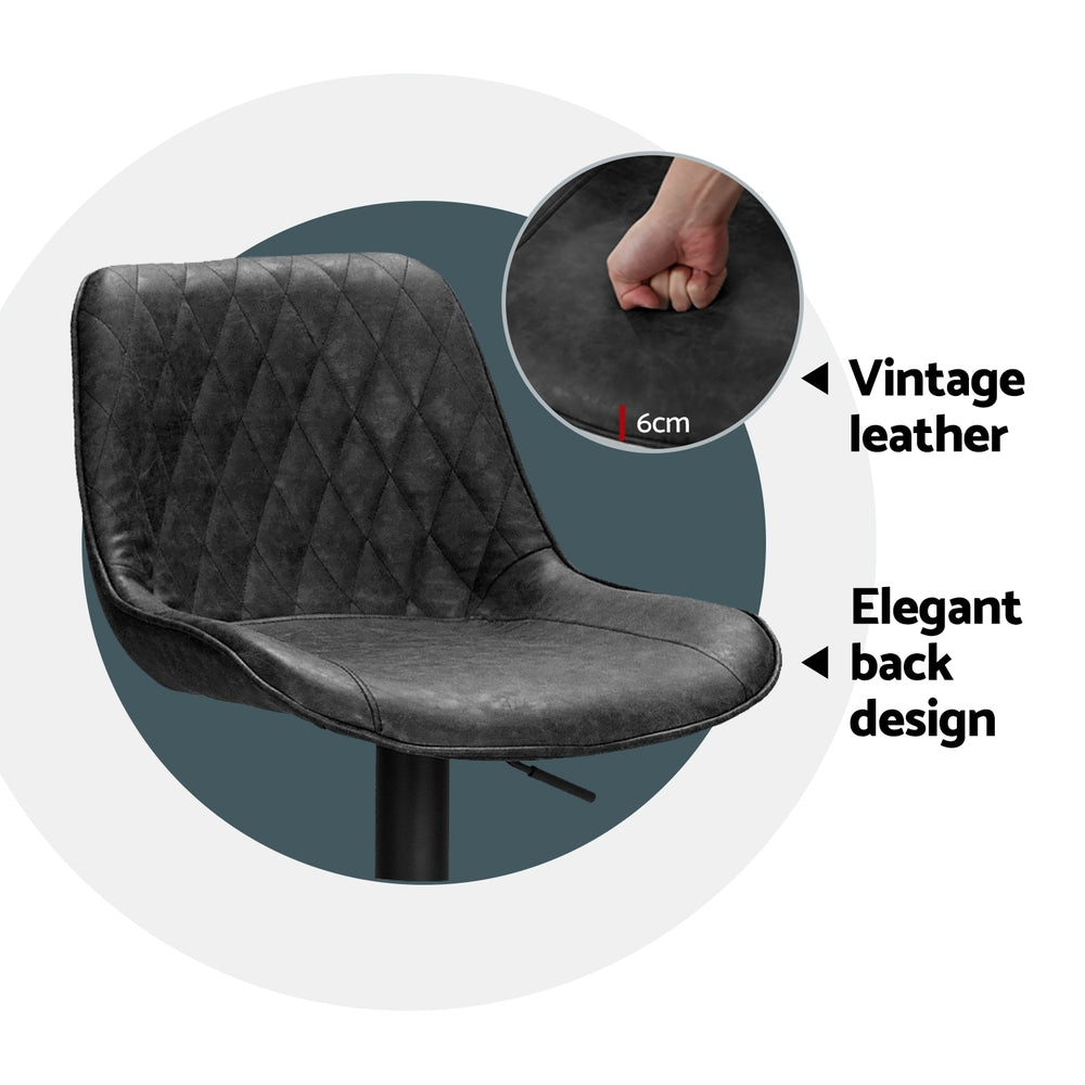 Artiss 4x Bar Stools Gas Lift Vintage Leather Black - Furniture > Bar Stools & Chairs > Massage Chairs