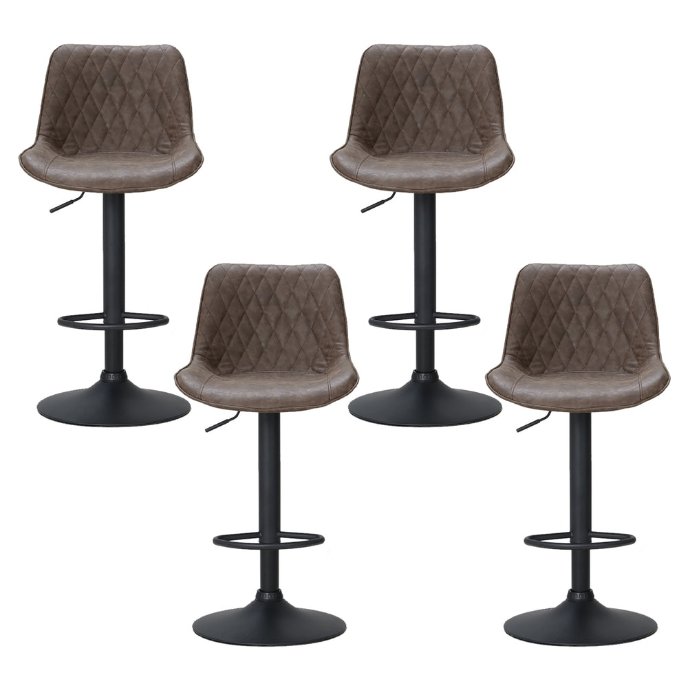 Artiss 4x Bar Stools Gas Lift Vintage Leather Brown - Furniture > Bar Stools & Chairs > Massage Chairs