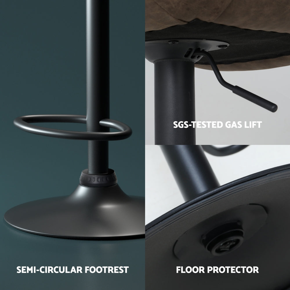 Artiss 4x Bar Stools Gas Lift Vintage Leather Brown - Furniture > Bar Stools & Chairs > Massage Chairs