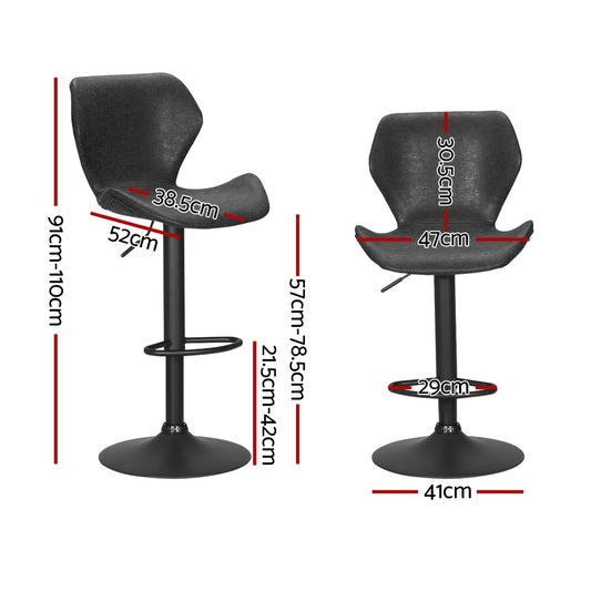 Artiss 4x Bar Stools Vintage Leather Gas Lift Black Furniture > Bar Stools & Chairs > Massage Chairs