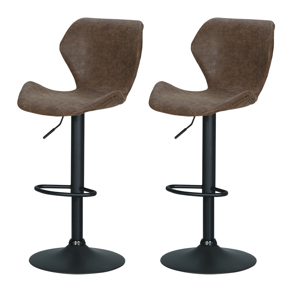 Artiss Bar Stools Kitchen Counter Stools Swivel Gas Lift Vintage Chairs Brown x2 - Furniture > Bar Stools & Chairs >