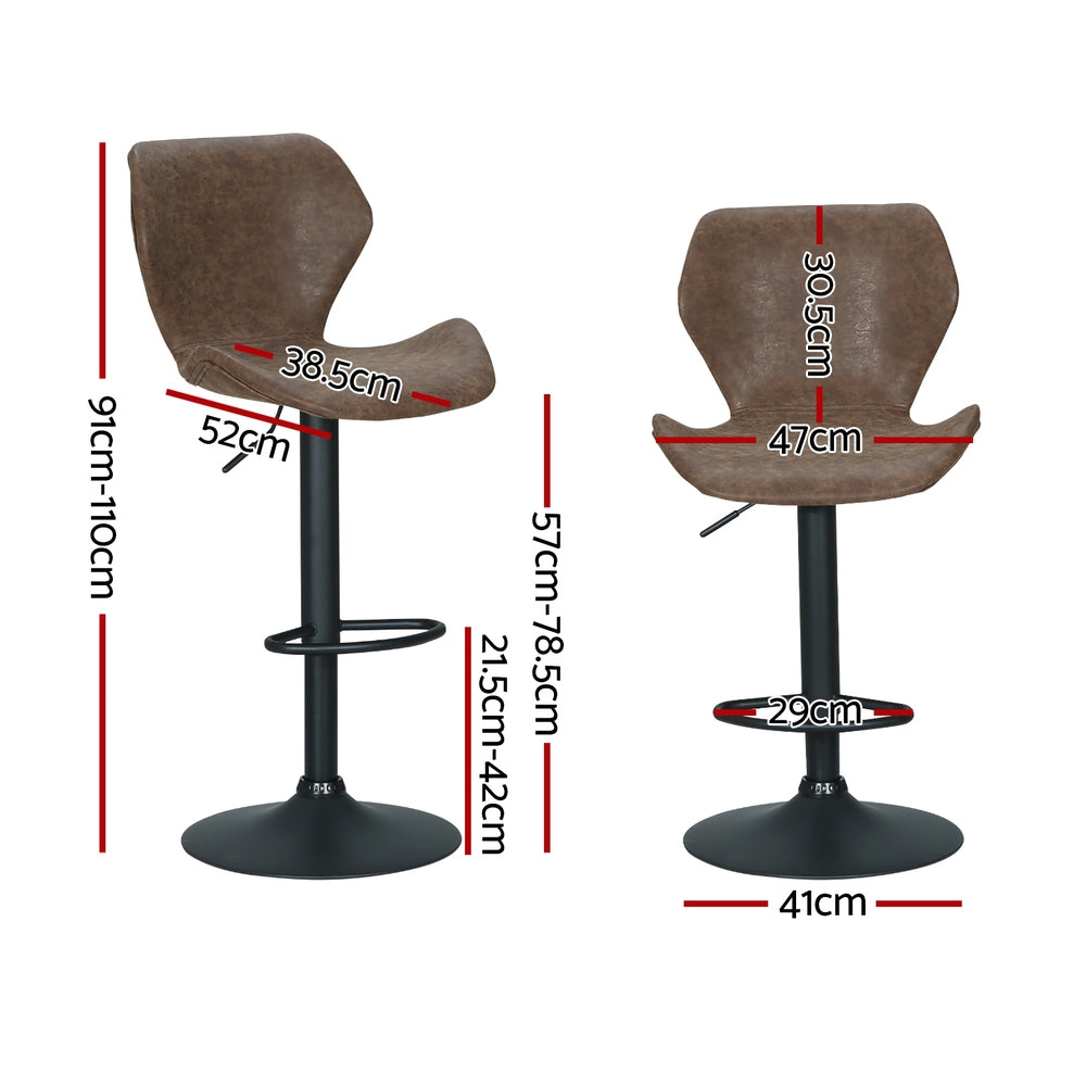 Artiss 4x Bar Stools Vintage Leather Gas Lift Brown - Furniture > Bar Stools & Chairs > Massage Chairs