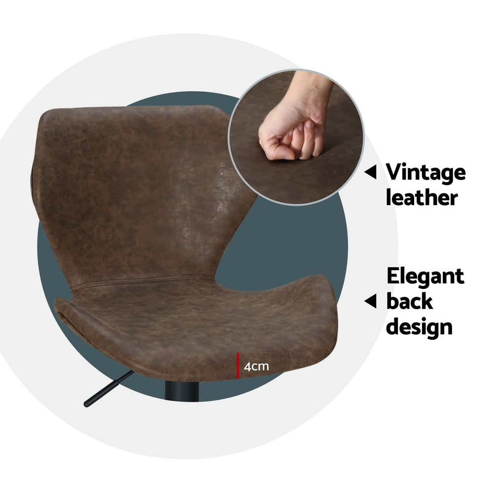 Artiss 4x Bar Stools Vintage Leather Gas Lift Brown - Furniture > Bar Stools & Chairs > Massage Chairs
