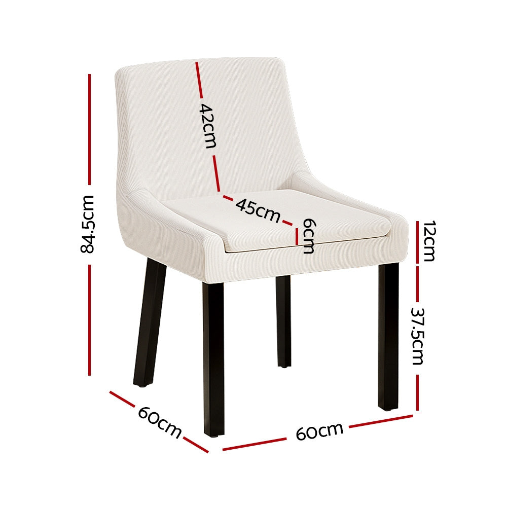 Artiss Dining Chairs Set of 2 Corduroy Wooden Beige Furniture > Dining > Kitchen & Dining Chairs