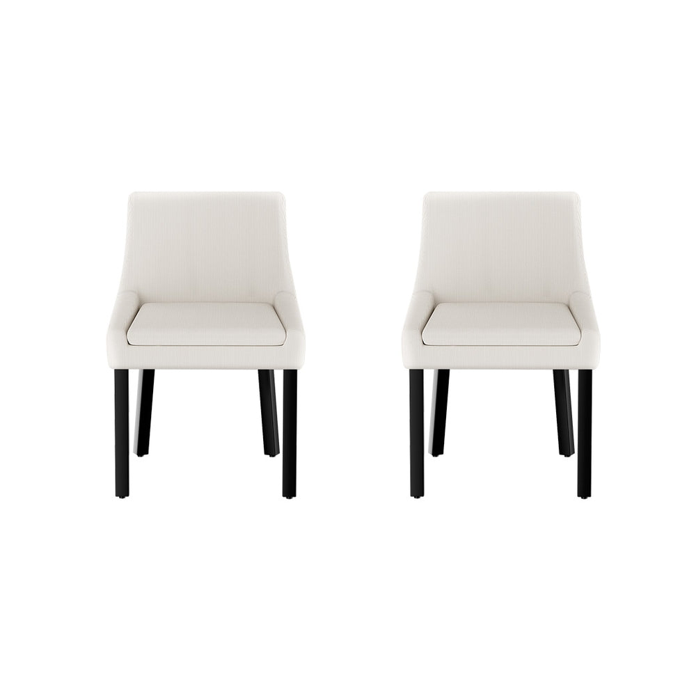 Artiss Dining Chairs Set of 2 Corduroy Wooden Beige Furniture > Dining > Kitchen & Dining Chairs