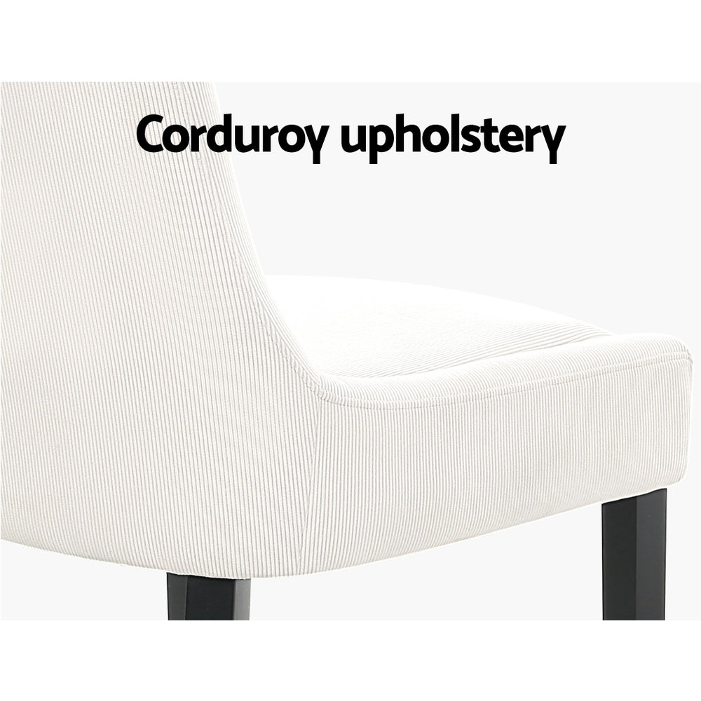 Artiss Dining Chairs Set of 2 Corduroy Wooden Beige Furniture > Dining > Kitchen & Dining Chairs