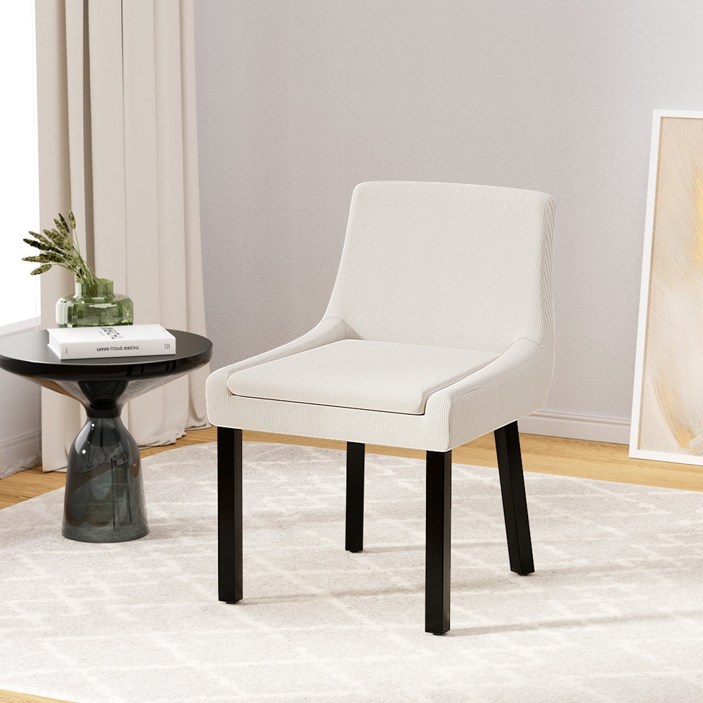 Artiss Dining Chairs Set of 2 Corduroy Wooden Beige Furniture > Dining > Kitchen & Dining Chairs