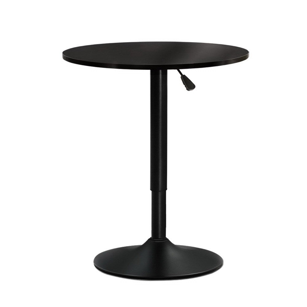 Artiss Bar Table Gas Lift Round Black - Furniture > Dining > Dining Tables