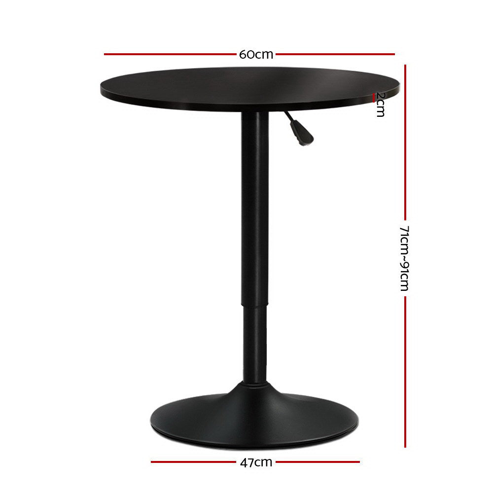 Artiss Bar Table Gas Lift Round Black - Furniture > Dining > Dining Tables