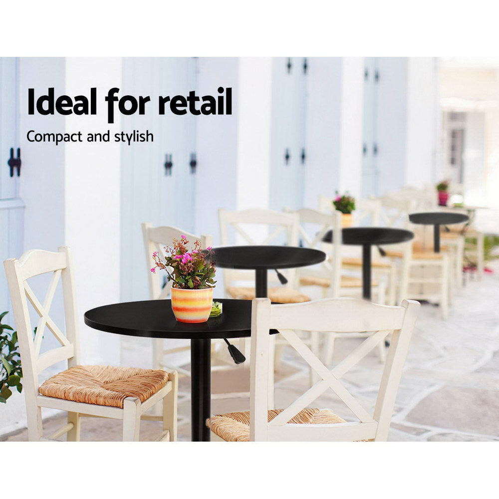 Artiss Bar Table Gas Lift Round Black - Furniture > Dining > Dining Tables