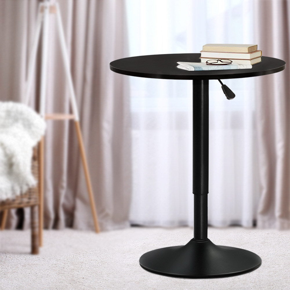 Artiss Bar Table Gas Lift Round Black - Furniture > Dining > Dining Tables