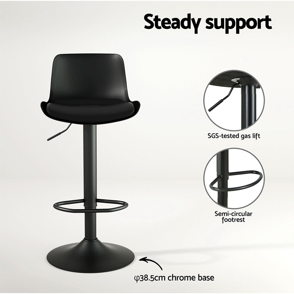 Artiss 4x Bar Stools Padded Seat Gas Lift Black - Furniture > Bar Stools & Chairs > Massage Chairs