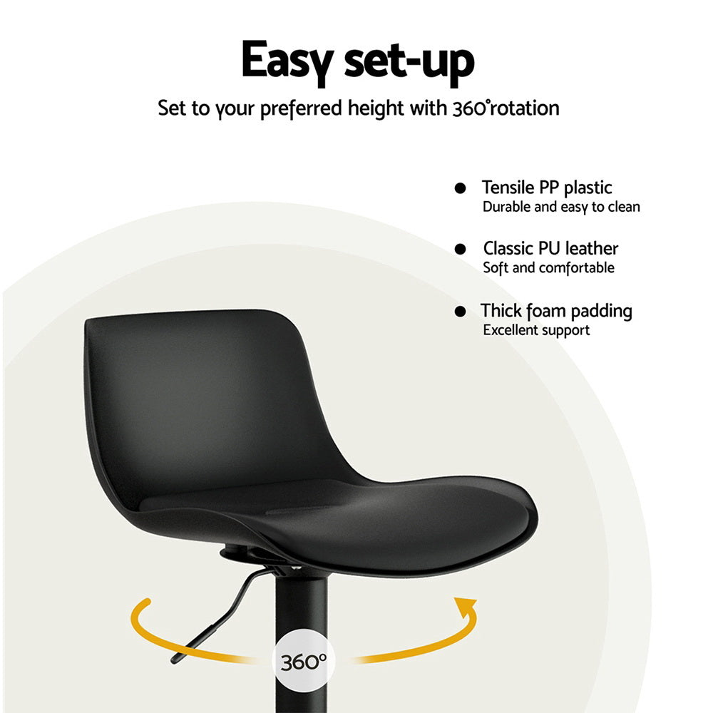 Artiss 4x Bar Stools Padded Seat Gas Lift Black - Furniture > Bar Stools & Chairs > Massage Chairs