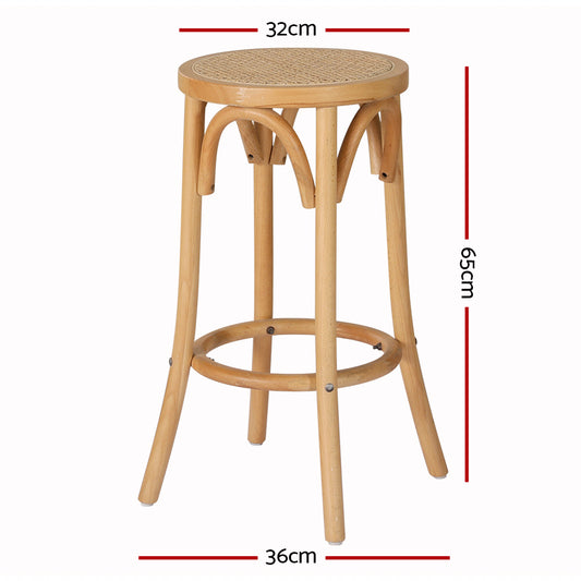 Artiss 2x Bar Stoosl Rattan Seat Wooden Furniture > Bar Stools & Chairs > Table & Bar Stools