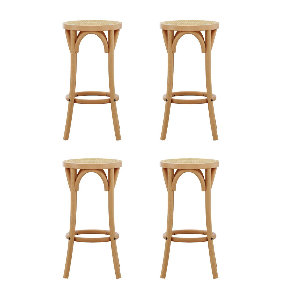 Artiss 4x Bar Stoosl Rattan Seat Wooden - Furniture > Bar Stools & Chairs > Massage Chairs